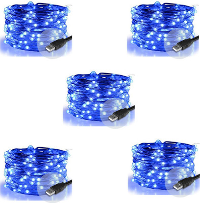 RAAGMANSAA 20 LEDs 2.01 m Blue Steady String Rice Lights(Pack of 5)