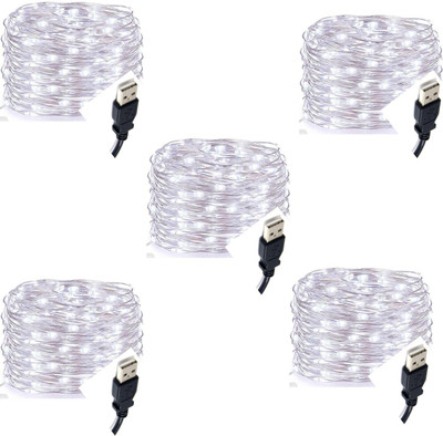 RAAGMANSAA 20 LEDs 2.01 m White Steady String Rice Lights(Pack of 5)
