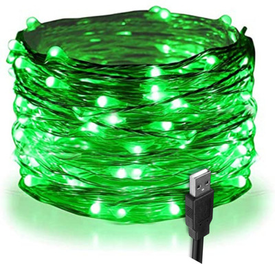 RAAGMANSAA 50 LEDs 5 m Green Steady String Rice Lights(Pack of 1)