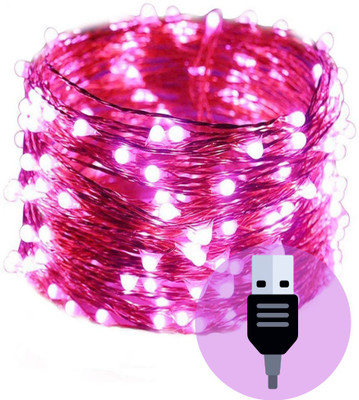RAAGMANSAA 50 LEDs 5 m Pink Steady String Rice Lights(Pack of 1)