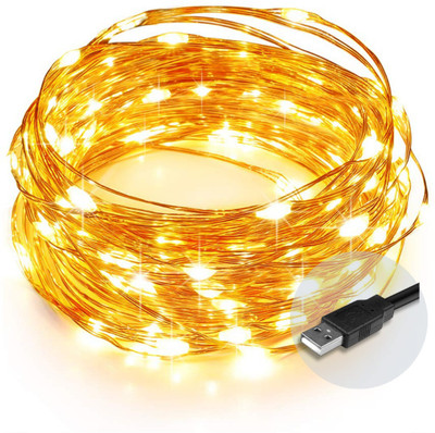 RAAGMANSAA 20 LEDs 2.01 m Yellow Steady String Rice Lights(Pack of 1)