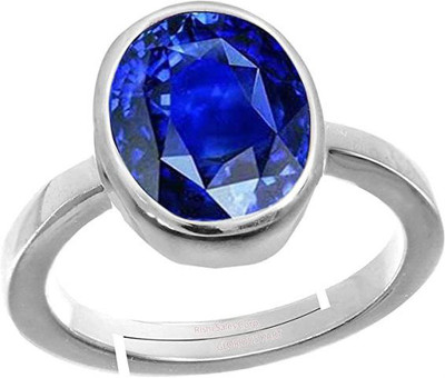 EVERYTHING GEMS Sapphire6597 Brass Sapphire Silver Plated Ring