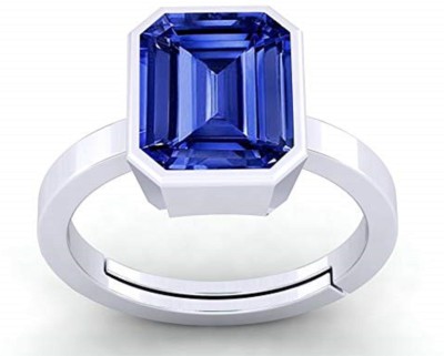 EVERYTHING GEMS Sapphire6597 Brass Sapphire Silver Plated Ring