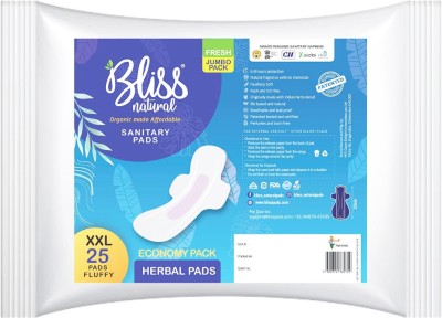 BlissNatural Rash-Free Sanitary Pads For Women|Organic Sanitary Pads| Size - XXL | Pack Of 25 Sanitary Pad(Pack of 20)