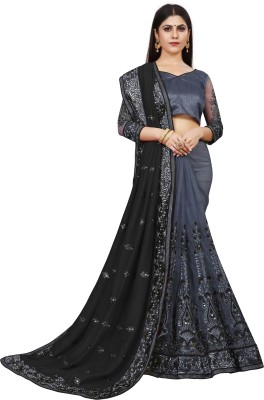 MURTHIRUPI Embroidered Bollywood Lycra Blend Saree(Black)