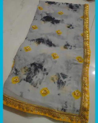 NeeLKANTH ENTERPRISE Printed, Embellished Bandhani Chiffon Saree(Grey)