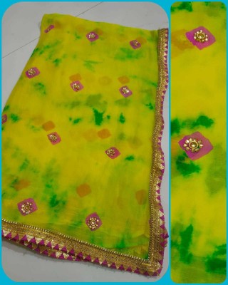 NeeLKANTH ENTERPRISE Printed, Embellished Bandhani Chiffon Saree(Light Green)