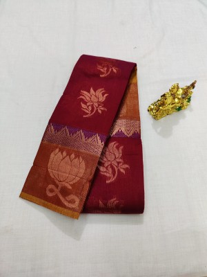 Jainithish Collections Embellished Kota Doria Cotton Silk Saree(Maroon)