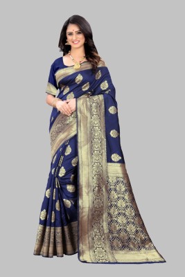 signagraph Woven Banarasi Pure Silk Saree(Dark Blue)