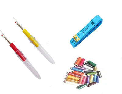 Crafts Haveli 3 Items Combo : 2 Seam Ripper, 1 Measuring Tape & 20 Multi Thread Spool Sewing Kit