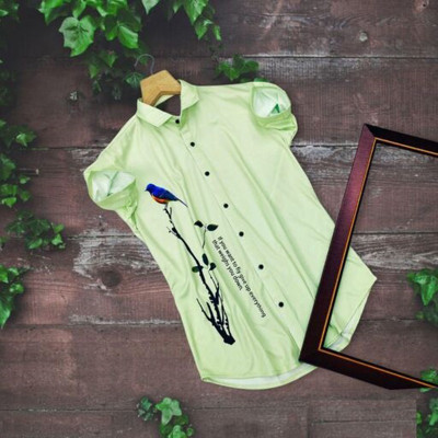 ZONANZA Men Printed Casual Light Blue Shirt