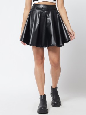 KOTTY Solid Women A-line Black Skirt