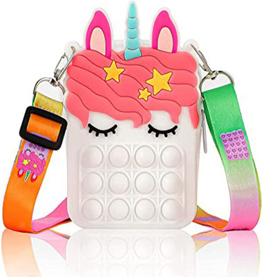 Refulgix White Sling Bag Silicon Popit Sling Bag For Girls