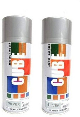 CUBE Cube Aerosol Multi Purpose Spray Paint EACH BOTLLE 450 ML SET OF 2 Silver Spray Paint 450 ml(Pack of 2)