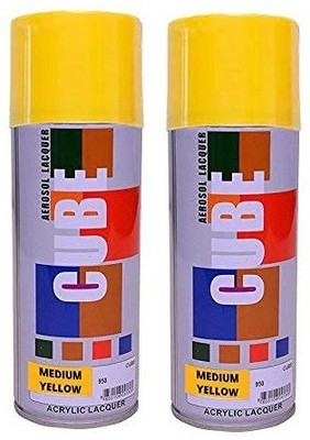 CUBE Cube Aerosol Multi Purpose Spray Paint Each bottle 450 ML SET OF 2 Yellow Spray Paint 450 ml(Pack of 2)