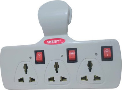 Leavess 3+3 Multi Plug Fuse Extension Plastic Board Switch with Individual Switches, 3  Socket Extension Boards(White, 0 m)