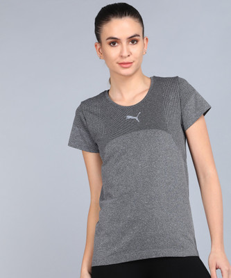 PUMA Printed Women Round Neck Black T-Shirt