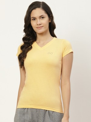 Broowl Casual Solid Women Yellow Top