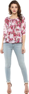 MAYRA Casual Floral Print Women Pink Top