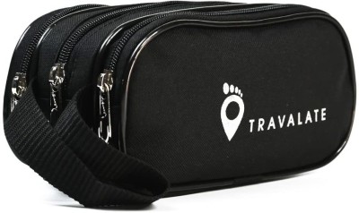 Travalate 3 Zipper Compatment Multipurpose Travel Makeup Kit Travel Shaving Kit & Bag(Black)