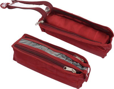 Heart Home Multipurpose Satin 1 Rod Bangle Box/Organizer With 2 Way Zipper-Pack of 2(Maroon Bangle Box Vanity Box(Maroon)