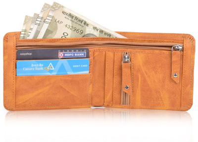 HIFON Men Casual Tan Artificial Leather Wallet(9 Card Slots)