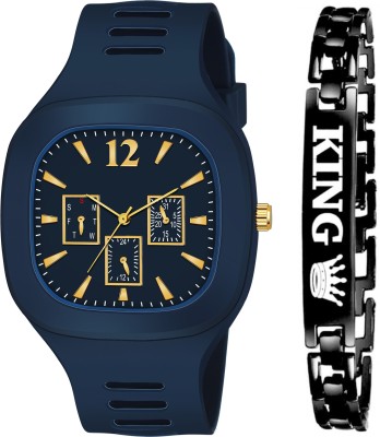 Motugaju Analog Blue Square Dial Silicon Strap ADDI Stylish Designer Watch Analog Watch  - For Men