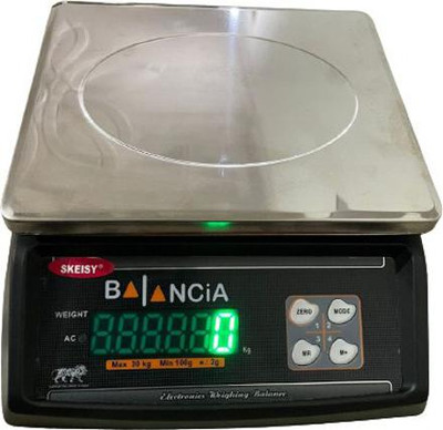 Skeisy STEEL PLATER Double Display Weight Machin up to 30kg with 1gm with adaptor Weighing Scale(Black, STEEL)