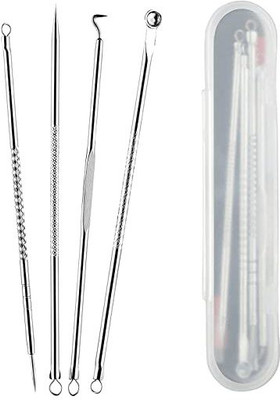 UNNTEESH Blackhead Acne Removal Needle Kit 4 Pcs Cleaning Tool Blemish Pimple Wrinkle Eye & Face Eraser