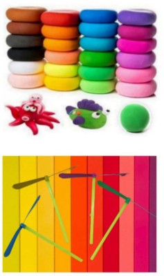 imtion 2 IN 1 ( 10 Pcs Air flying toys + 24 pcs Air dry bouncing clay art and craft )