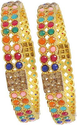 HOMOZE Metal Beads, Zircon Bangle Set(Pack of 2)
