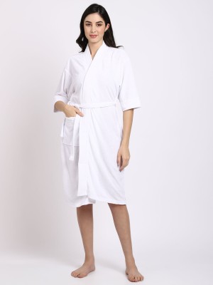 ELEVANTO White Free Size Bath Robe(1BATHROBE, For: Women, White)