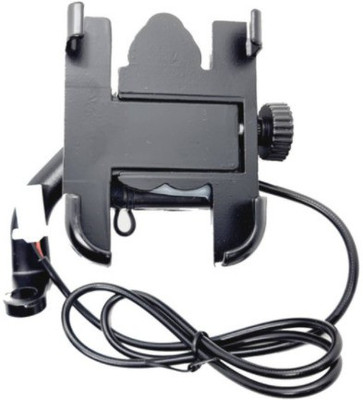 TECHGEAR Motorcycle With USB Charging Mirror Fitting Mobile Holder Metal 2 A Bike Mobile Charger