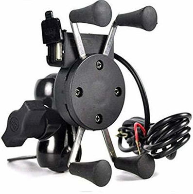 BRPEARl X-Grip Mobile Phone Holder with USB Charger For cover Bike Mobile Holder(Black)