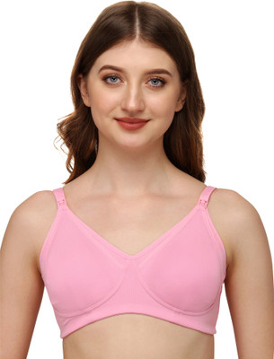 SOIE Woman's Non-Padded Non-Wired Maternity Bra Women Everyday Non Padded Bra(Pink)