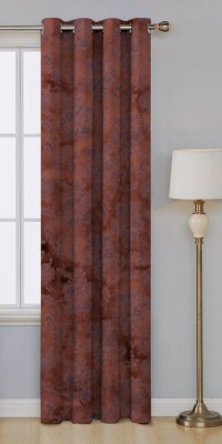 Cotton Trendy 214 cm (7 ft) Velvet Room Darkening Door Curtain (Pack Of 2)(Self Design, Dark Brown)