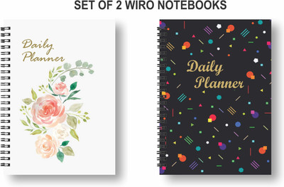 Papco Planner A5 Planner Ruled 144 Pages(Black, Multicolor, Pack of 2)