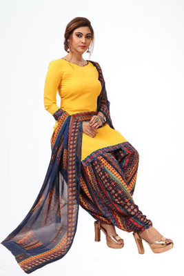 Aumki Crepe Floral Print Salwar Suit Material