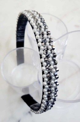 DEEPTI CHANDNA DESIGNS Elegant High Quality Silver Crystal & Pearl half Hair Band(Silver)