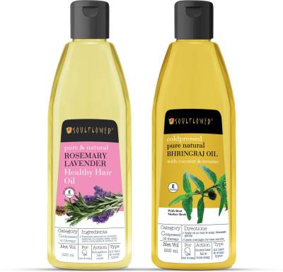 Soulflower Bhringraj Oil 225ml , Rosemary Lavender Healthy Hair Oil 225ml,  100% Premium & Pure, Natural and Coldpressed, For Dandruff Control, Hair  Growth, Hair Fall Control, Hair Thickening Hair Oil (450 ml) - Price History