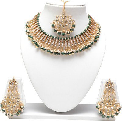Swarajshop Alloy Gold-plated Green Jewellery Set(Pack of 1)