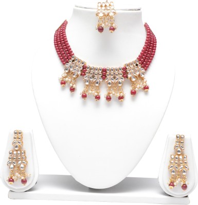 Swarajshop Alloy Gold-plated Red Jewellery Set(Pack of 1)