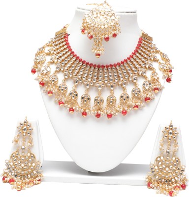 Swarajshop Alloy Gold-plated Red Jewellery Set(Pack of 1)
