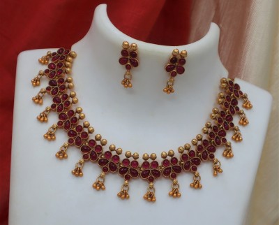 BHARGAV ART Brass Maroon Jewellery Set(Pack of 1)