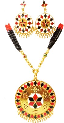 balaji gold Copper Gold-plated Red, Black Jewellery Set(Pack of 3)