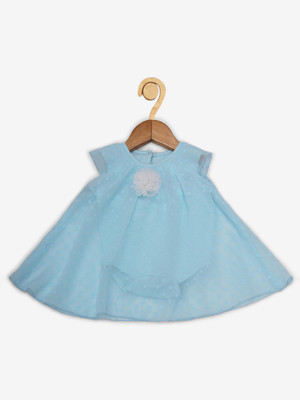 CREATIVE KID'S Baby Girls Below Knee Casual Dress(Light Blue, Cap Sleeve)