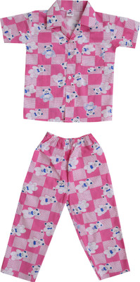 SDGP Kids Nightwear Baby Boys Printed Cotton Blend(Pink Pack of 1)