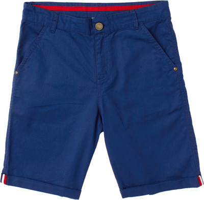 CuB McPAWS be curious Short For Boys Casual Solid Cotton Blend(Blue, Pack of 1)