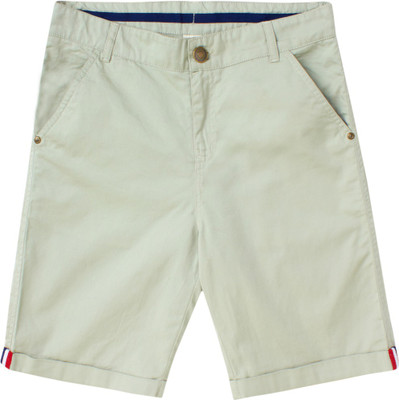 CuB McPAWS be curious Short For Boys Casual Solid Cotton Blend(Green, Pack of 1)