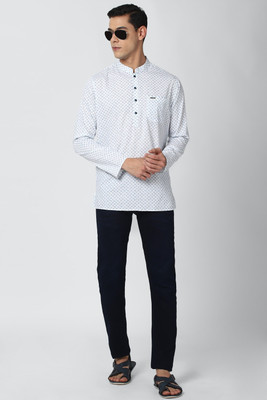 PETER ENGLAND Men Printed Straight Kurta(White)